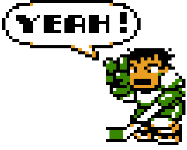 pixel sprite hockey player saying yeah! image